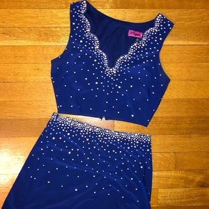 Two Piece Rhinestone Prom Dress